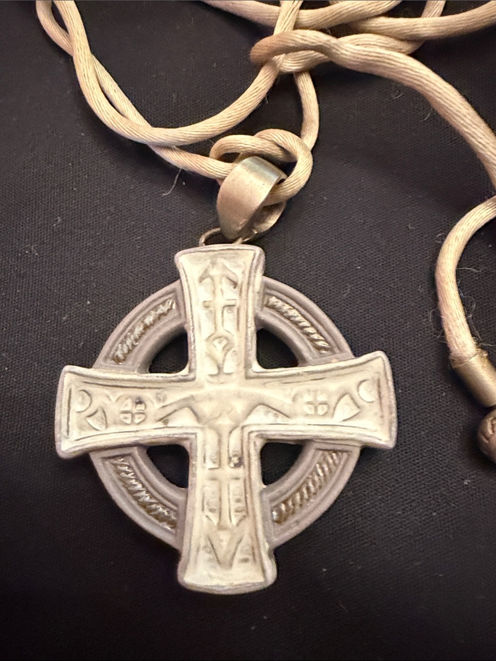 Lladro Celtic Cross Pendant Necklace in Silver Tone
